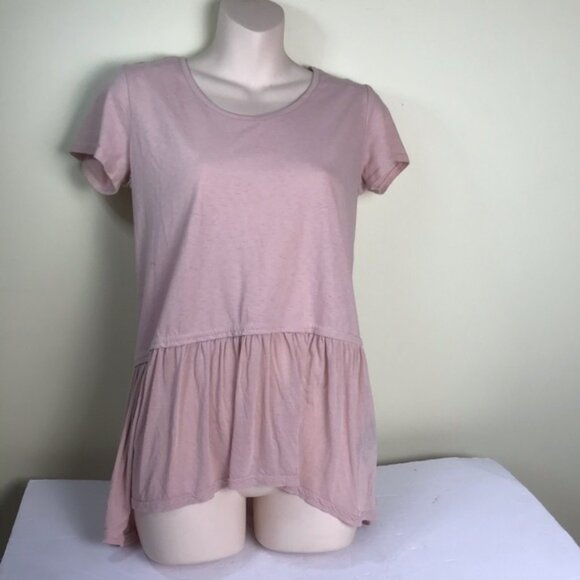 Nanette Lepore Rosedust Hi Low Waist Peplum Top Cotton Blend Boho Fluttery Tunic - Picture 2 of 11